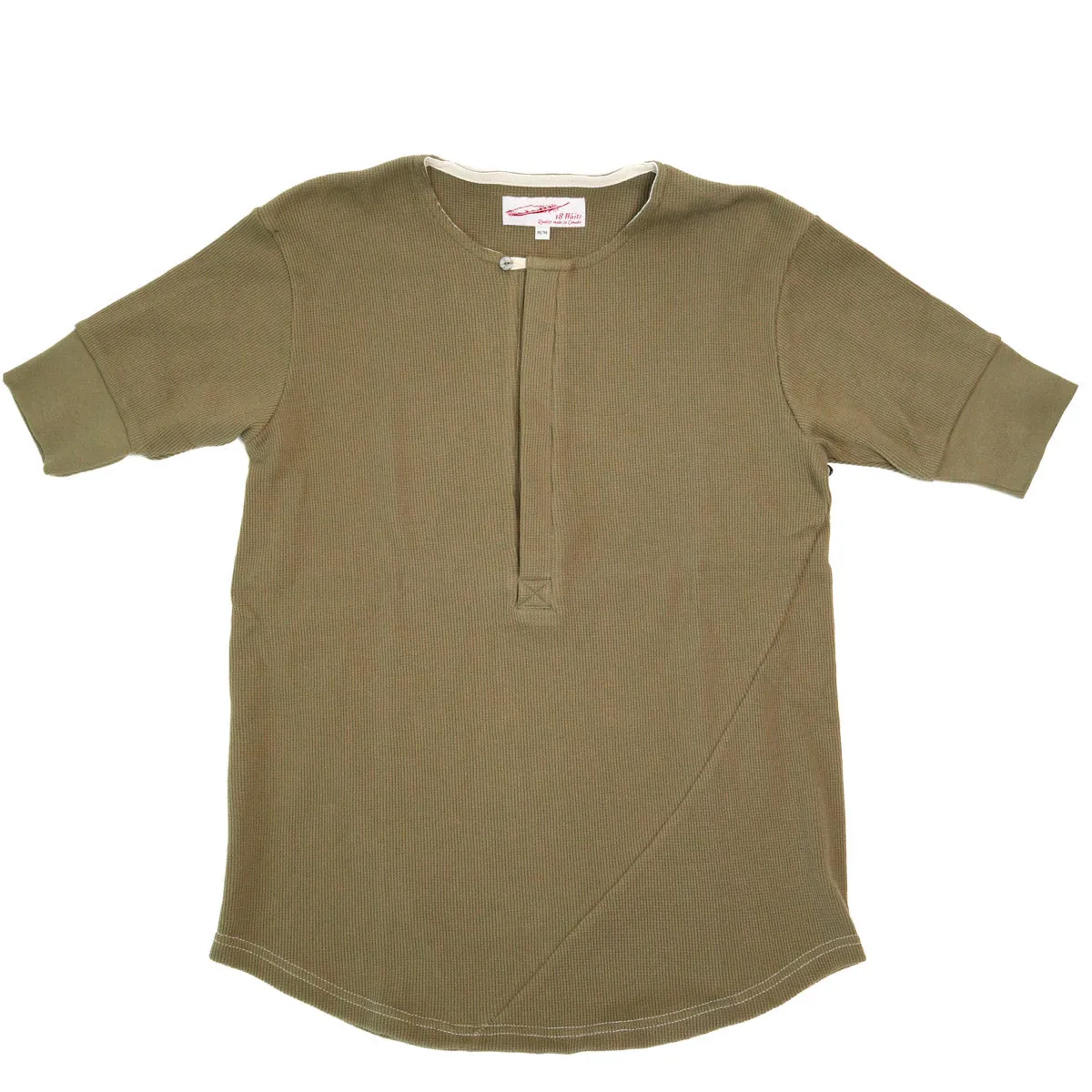 Hitchhiker Henley Organic Khaki Micro Waffle sold by Brooklyn Clothing Co.