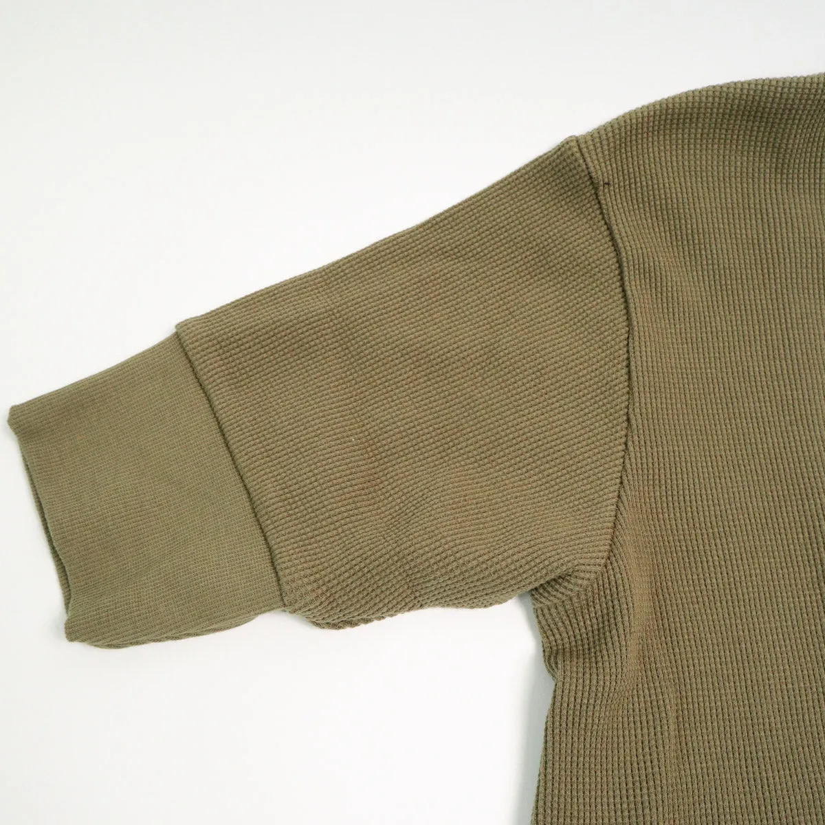 Hitchhiker Henley Organic Khaki Micro Waffle sold by Brooklyn Clothing Co. product image thumbnail 3