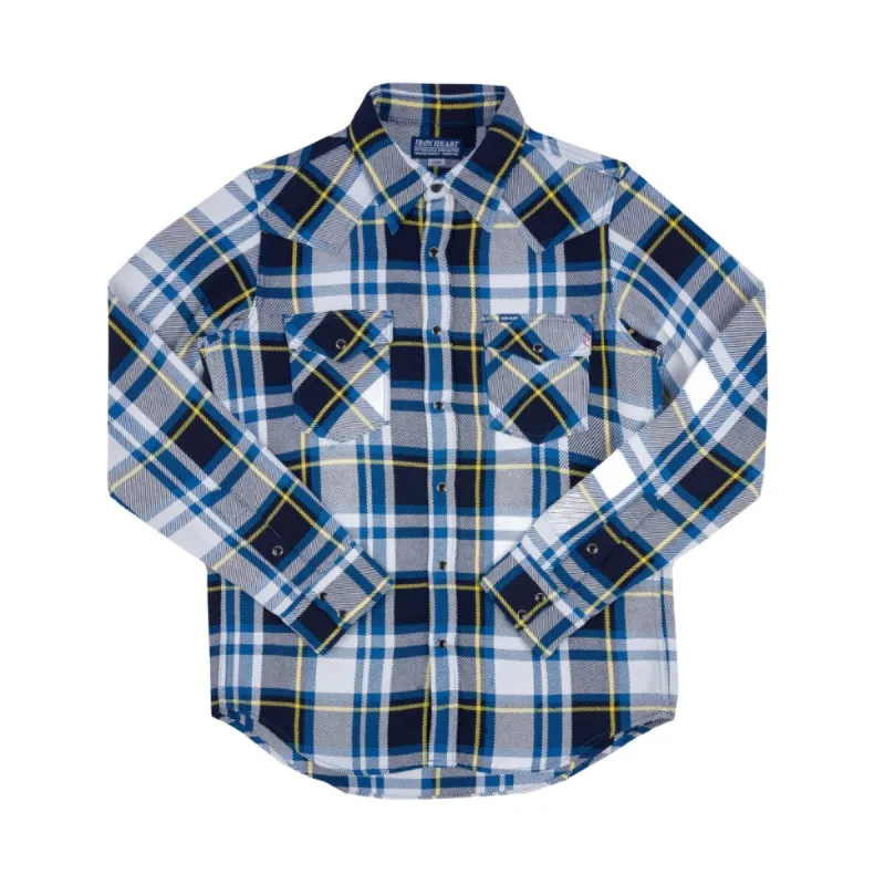 IHSH-390-BLU 9oz Selvedge American Check Western Shirt Blue sold by Brooklyn Clothing Co.
