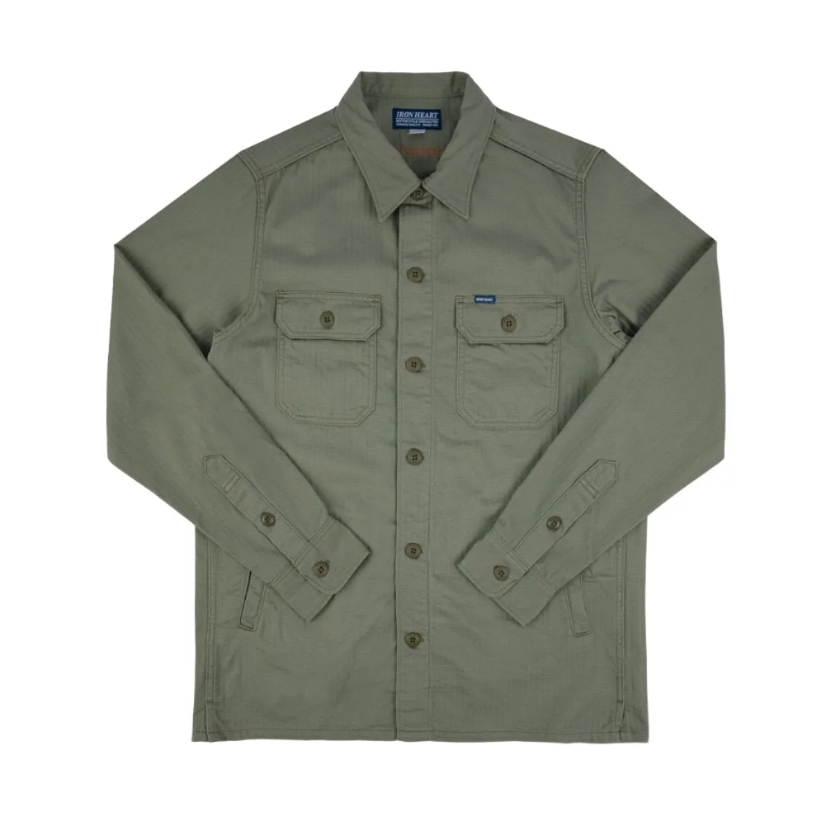 IHSH-385-ODG 9oz Herringbone Military Shirt Olive Drab Green sold by Brooklyn Clothing Co.