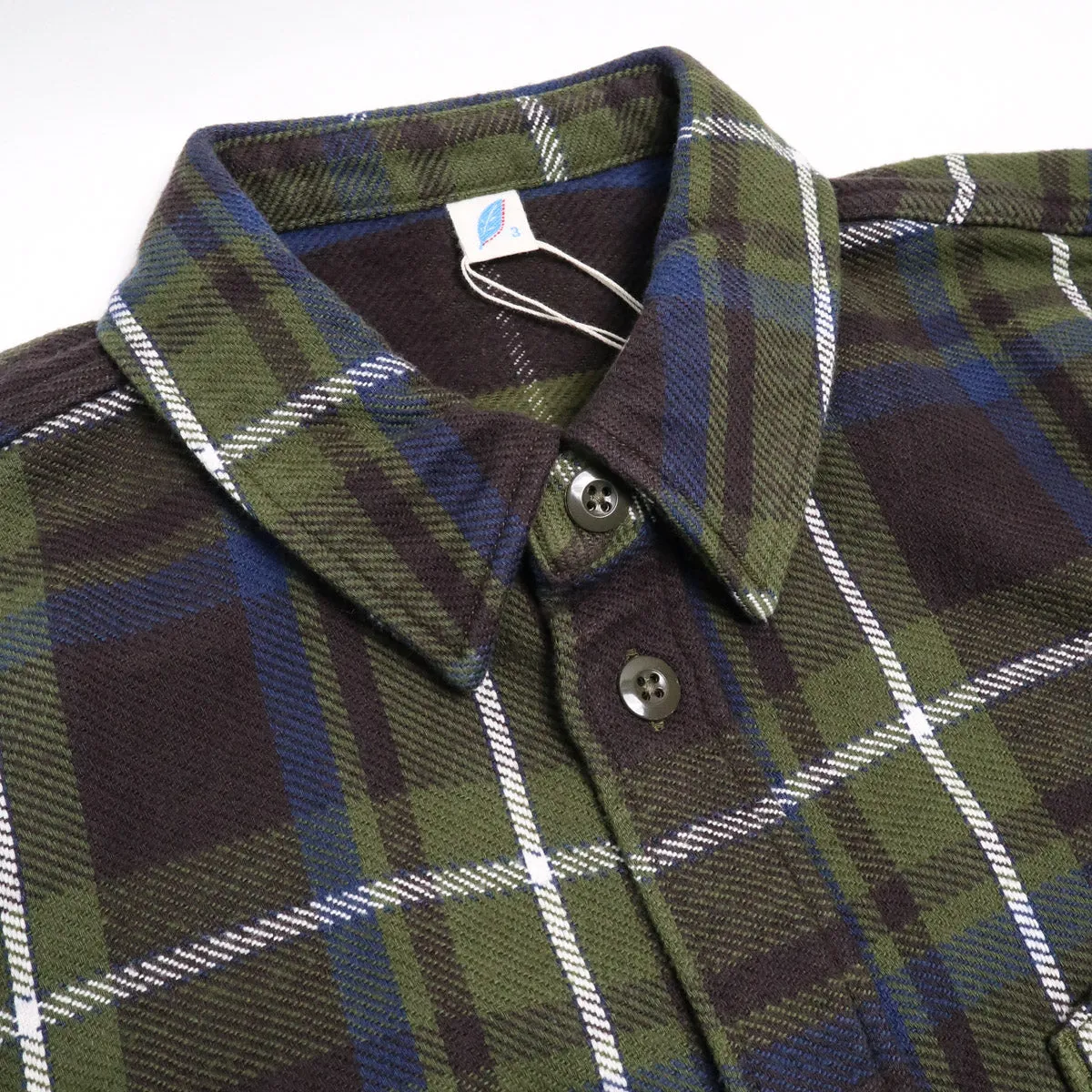 2222-OL Raised Surface Check Double Pocket Shirt Olive sold by Brooklyn Clothing Co. product image thumbnail 2