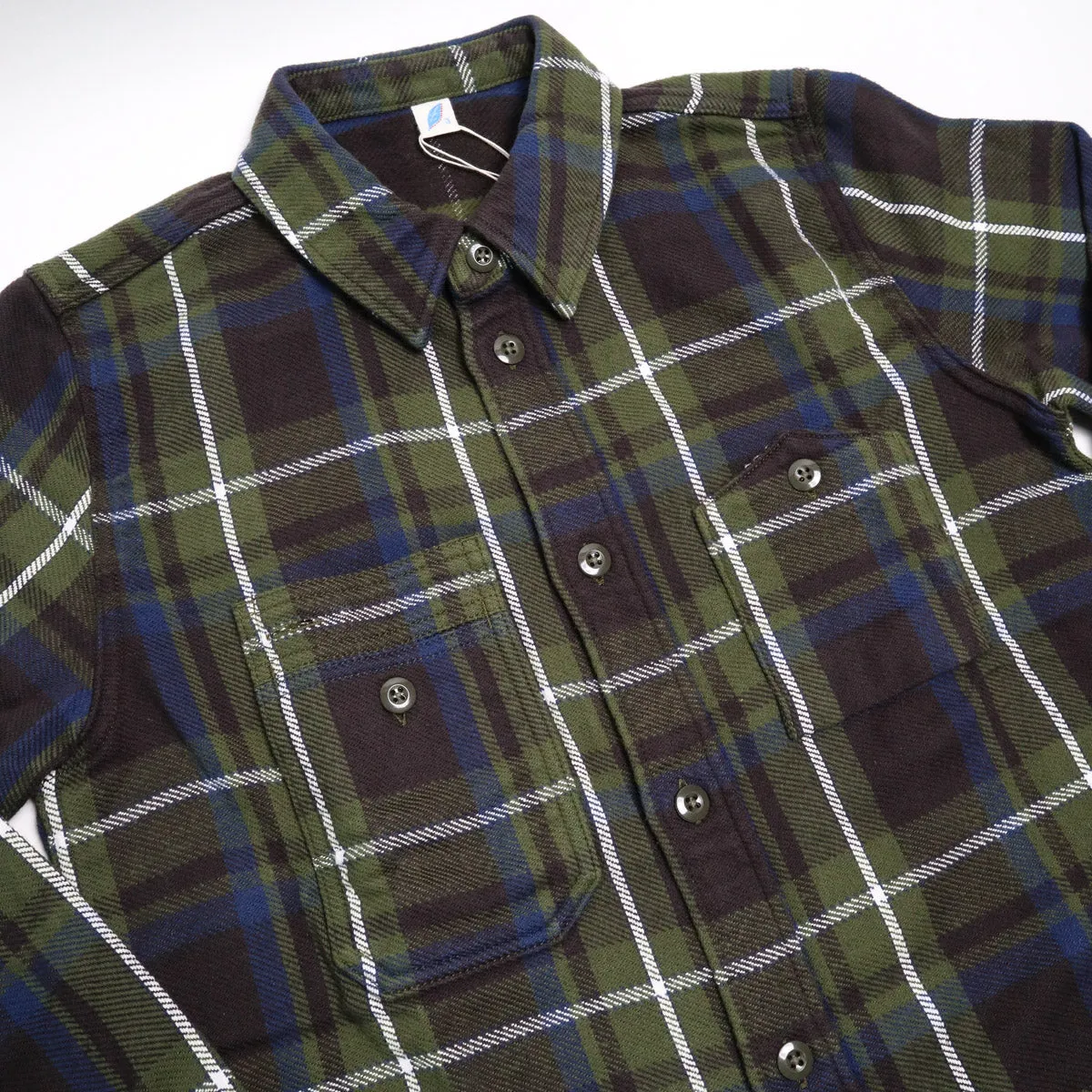 2222-OL Raised Surface Check Double Pocket Shirt Olive sold by Brooklyn Clothing Co. product image thumbnail 4