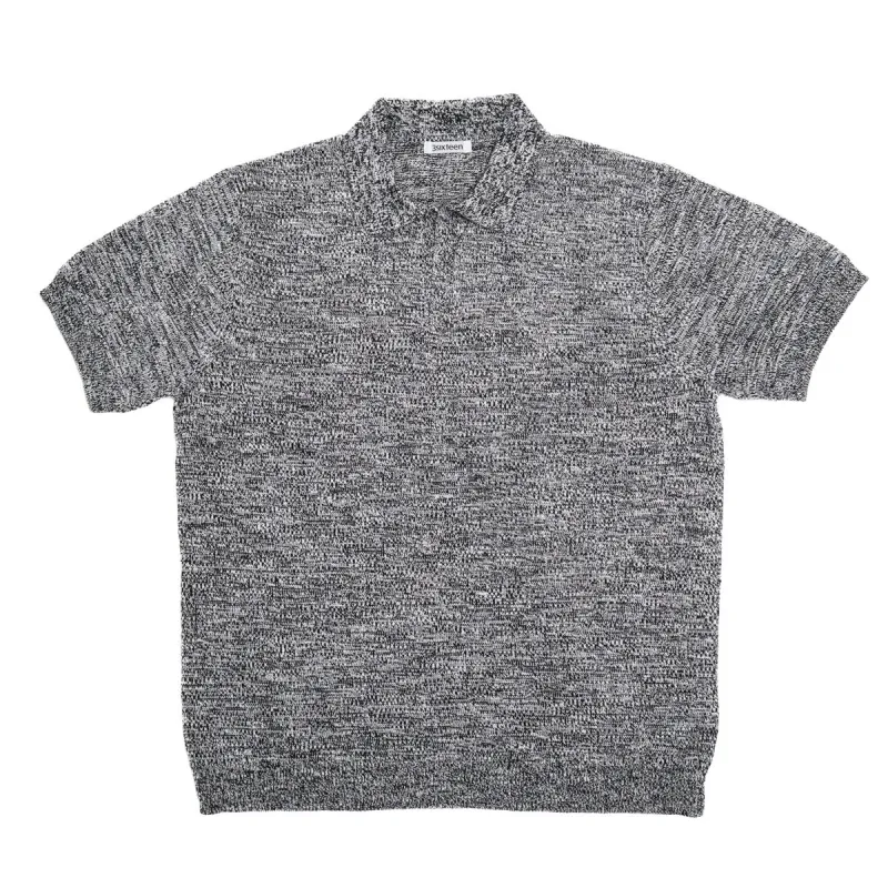 Knit Polo Black Marled Yarn sold by Brooklyn Clothing Co.