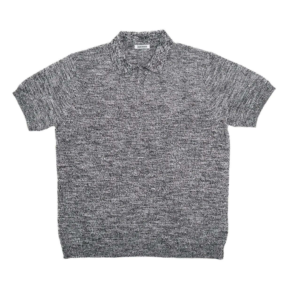 Knit Polo Black Marled Yarn sold by Brooklyn Clothing Co.
