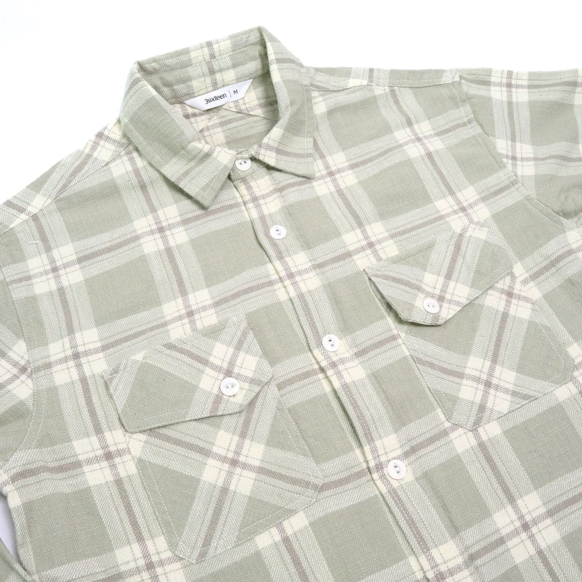 Crosscut Flannel Seafoam Slub Check sold by Brooklyn Clothing Co. product image thumbnail 4