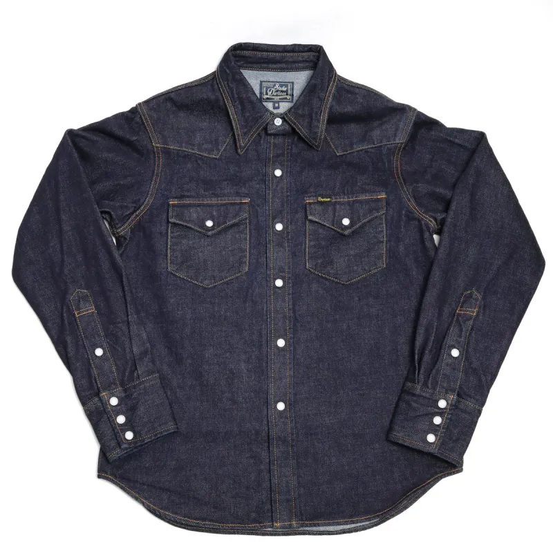 D5571 OW 14oz Selvedge Denim Western Shirt Indigo One Wash sold by Brooklyn Clothing Co.