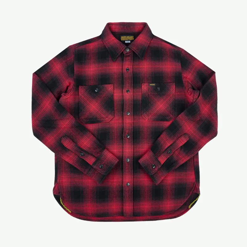 IHSH-265-RED Ultra Heavy Flannel Ombré Check Work Shirt Red/Black sold by Brooklyn Clothing Co.