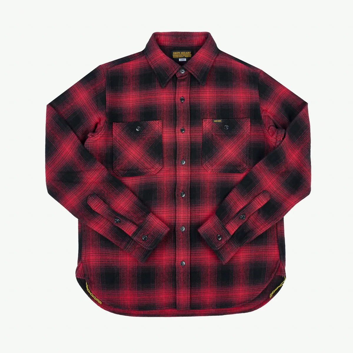 IHSH-265-RED Ultra Heavy Flannel Ombré Check Work Shirt Red/Black sold by Brooklyn Clothing Co.