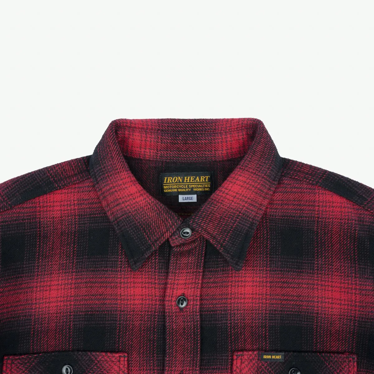 IHSH-265-RED Ultra Heavy Flannel Ombré Check Work Shirt Red/Black sold by Brooklyn Clothing Co. product image thumbnail 3