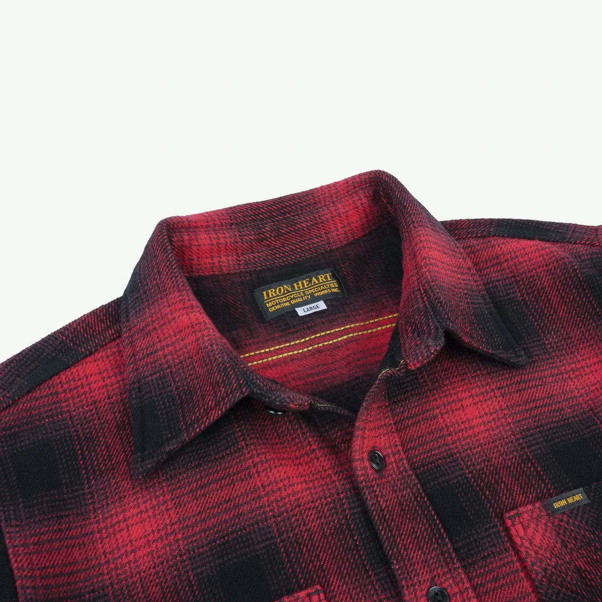 IHSH-265-RED Ultra Heavy Flannel Ombré Check Work Shirt Red/Black sold by Brooklyn Clothing Co. product image thumbnail 4