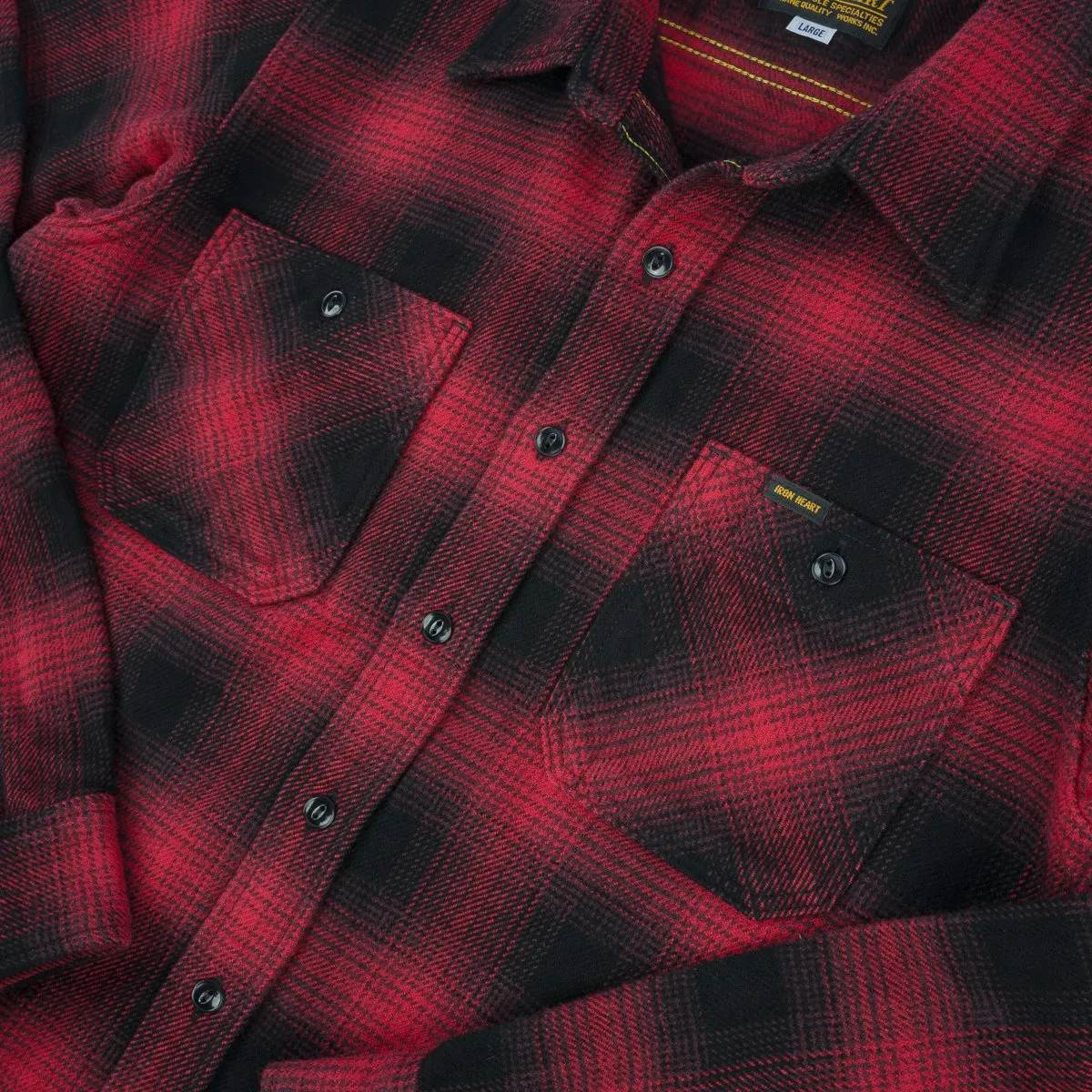 IHSH-265-RED Ultra Heavy Flannel Ombré Check Work Shirt Red/Black sold by Brooklyn Clothing Co. product image thumbnail 5