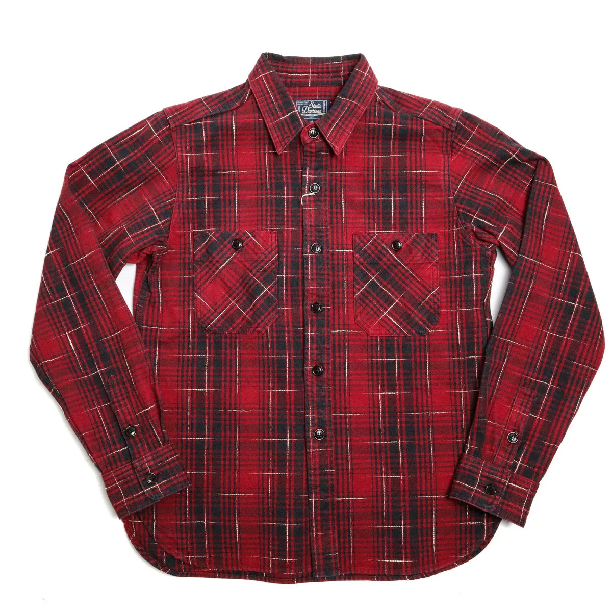 5698 "Midare Kasuri" Heavyweight Check Shirt Red sold by Brooklyn Clothing Co.