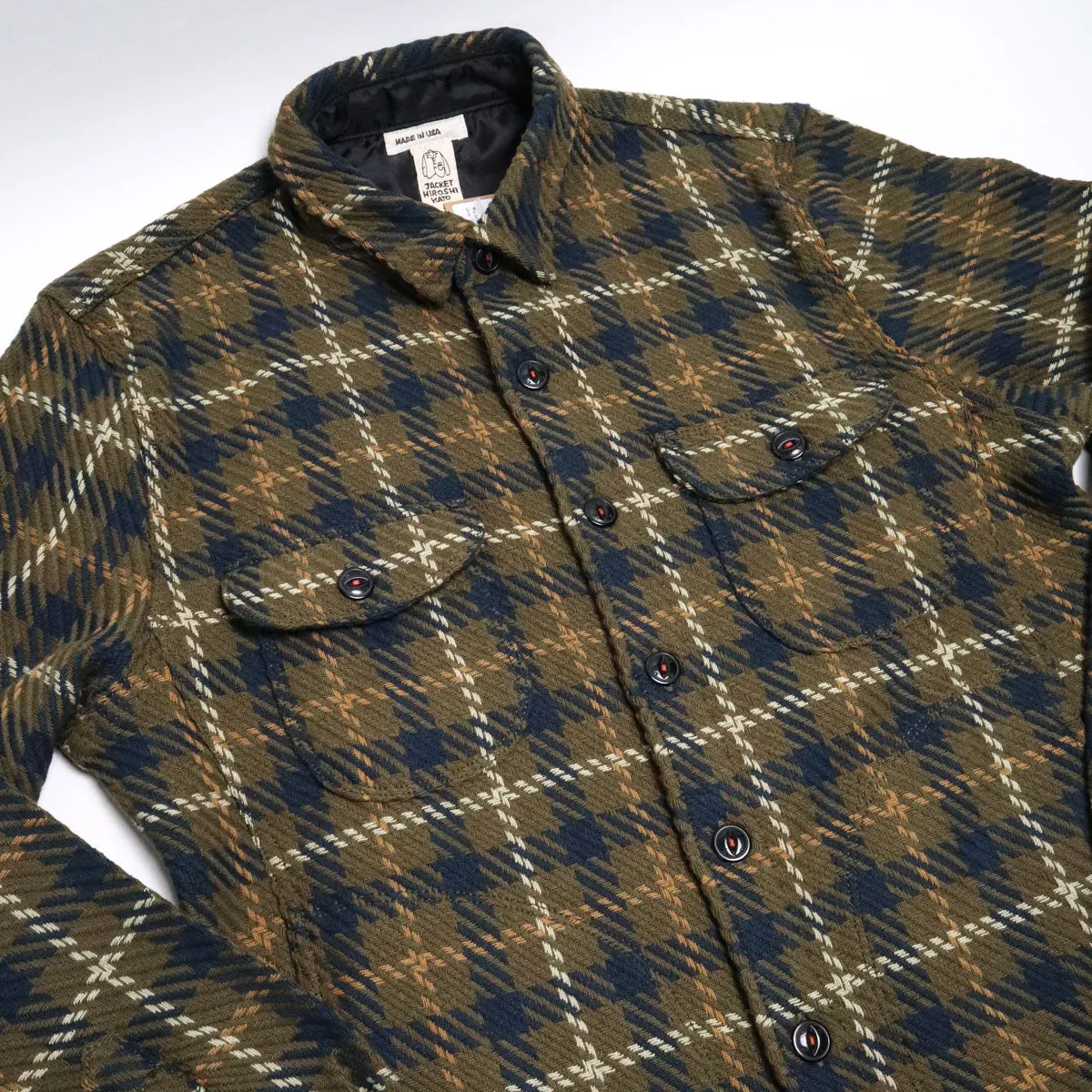 The Anvil 13oz Loose Weave Plaid Olive sold by Brooklyn Clothing Co. product image thumbnail 3