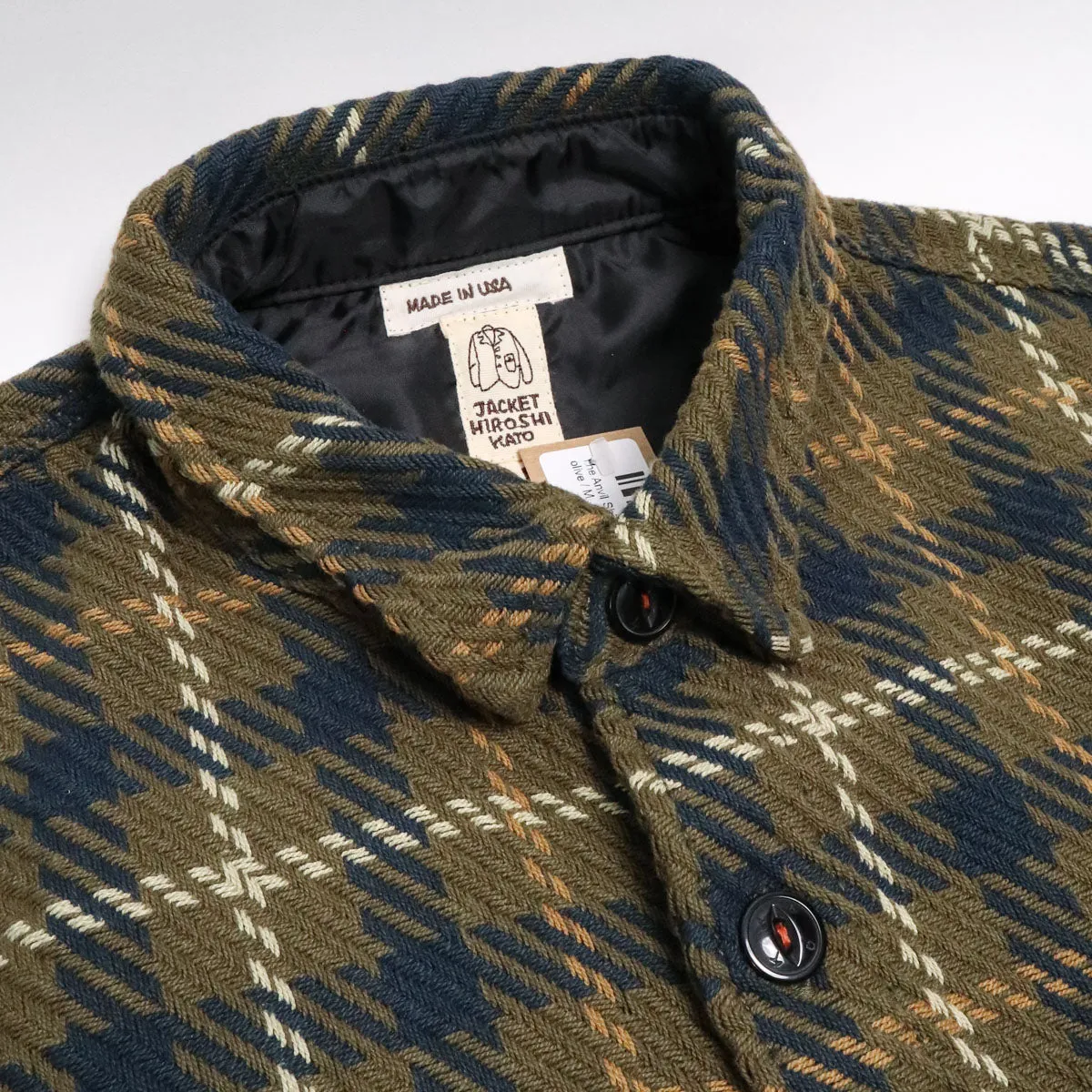 The Anvil 13oz Loose Weave Plaid Olive sold by Brooklyn Clothing Co. product image thumbnail 2