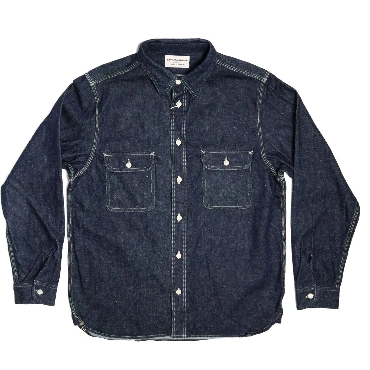 SJSW-SC01 10oz Japanese Selvedge Denim Work Shirt Indigo sold by Brooklyn Clothing Co.