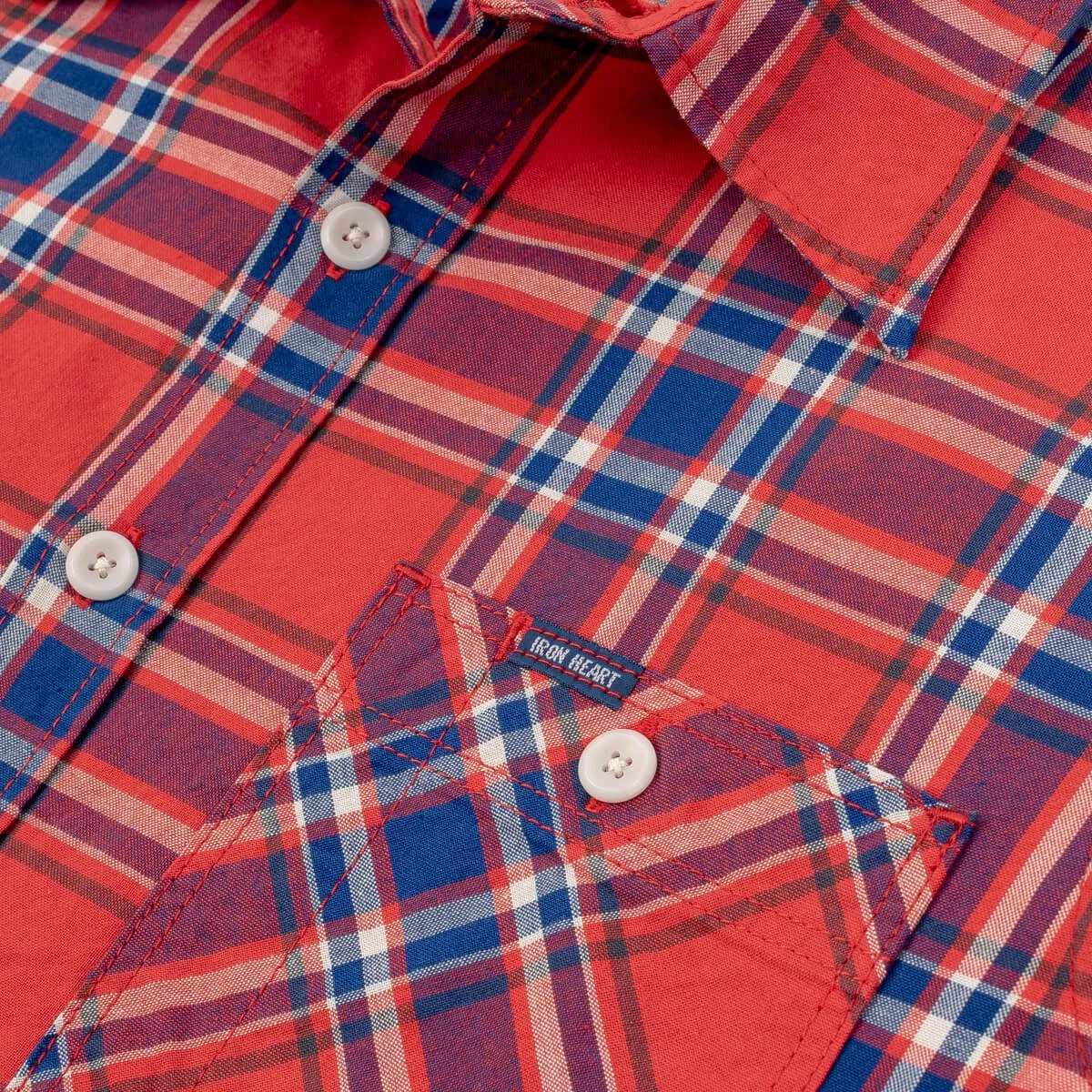 IHSH-360-RED 5oz Selvedge Madras Check Short Sleeve Red sold by Brooklyn Clothing Co. product image thumbnail 5