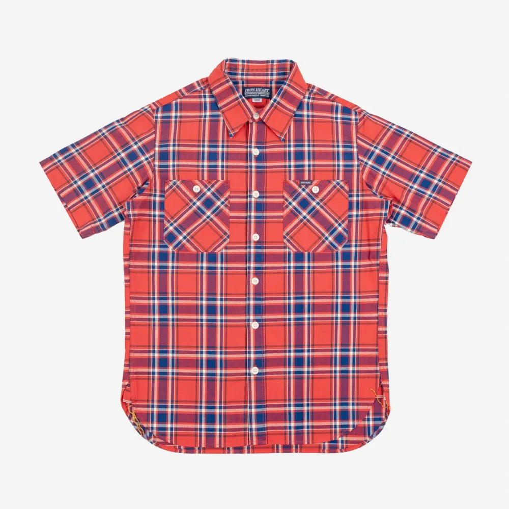 IHSH-360-RED 5oz Selvedge Madras Check Short Sleeve Red sold by Brooklyn Clothing Co.
