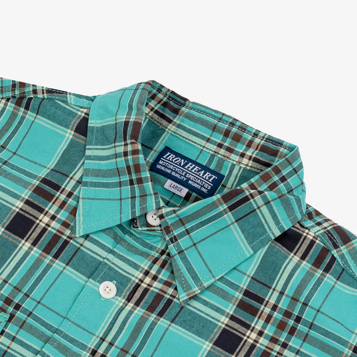 IHSH-360-GRN 5oz Selvedge Madras Check Short Sleeve Green sold by Brooklyn Clothing Co. product image thumbnail 2