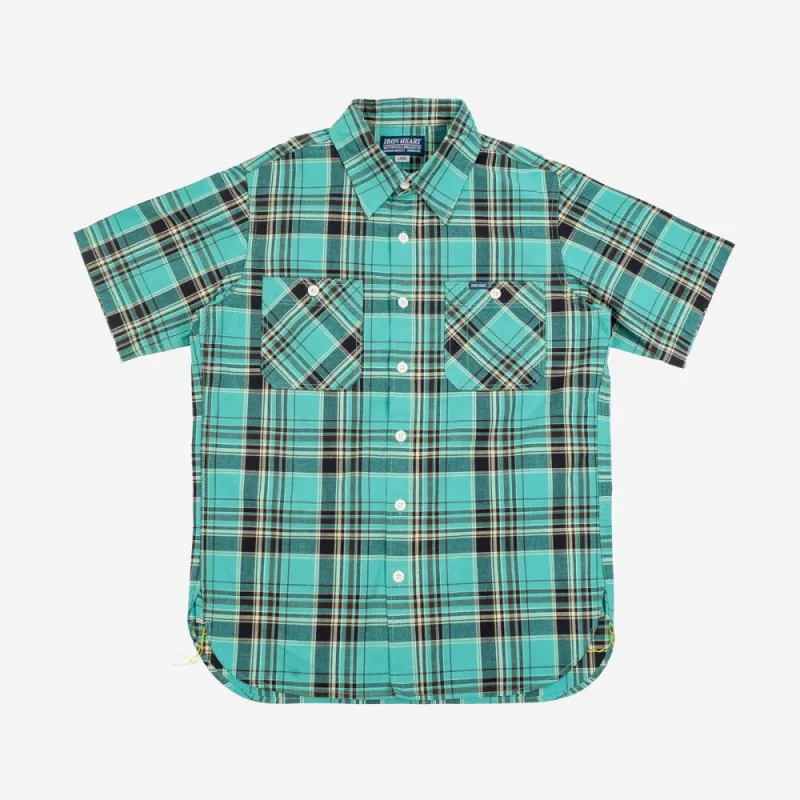 IHSH-360-GRN 5oz Selvedge Madras Check Short Sleeve Green sold by Brooklyn Clothing Co.