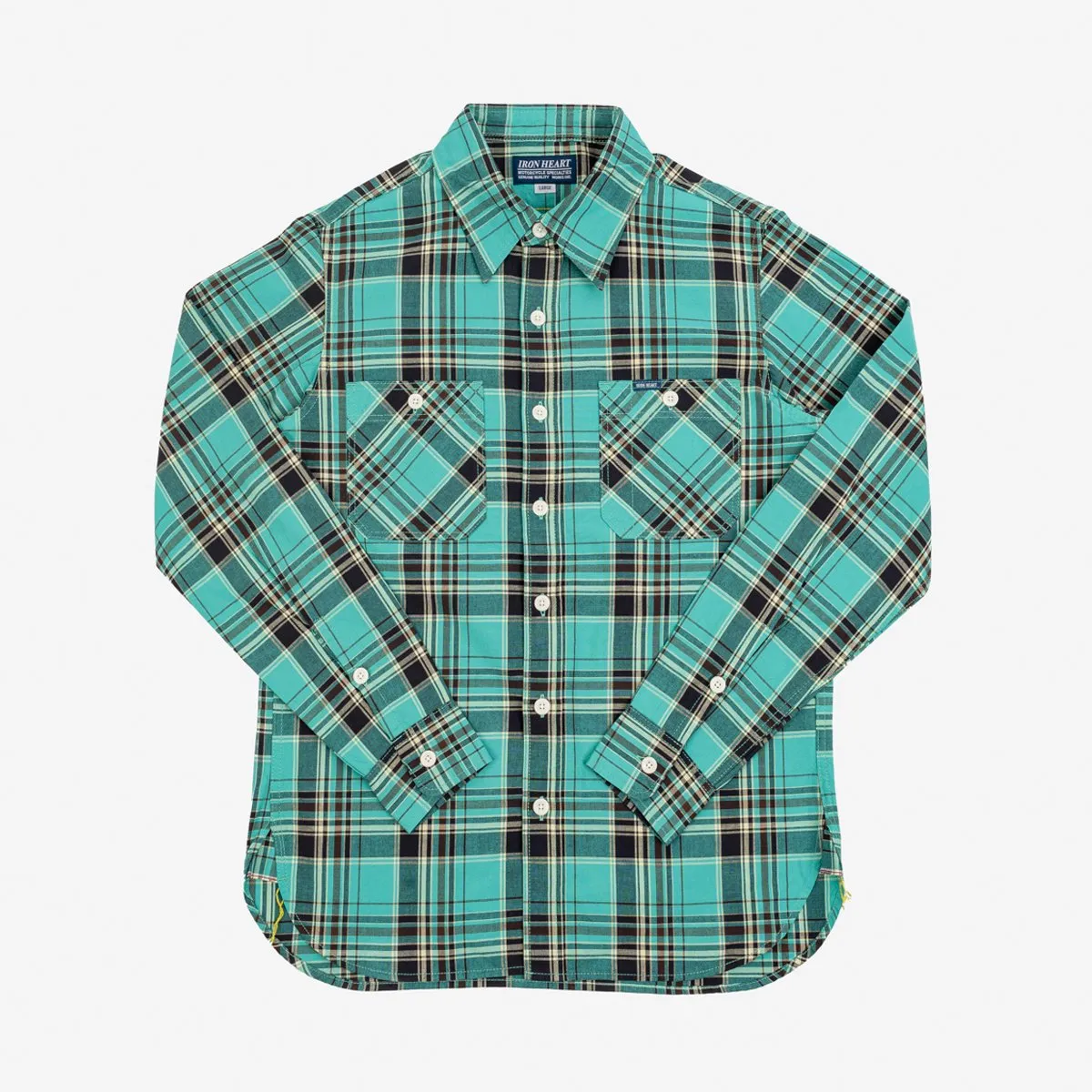IHSH-356-GRN 5oz Selvedge Madras Check Work Shirt Green sold by Brooklyn Clothing Co.
