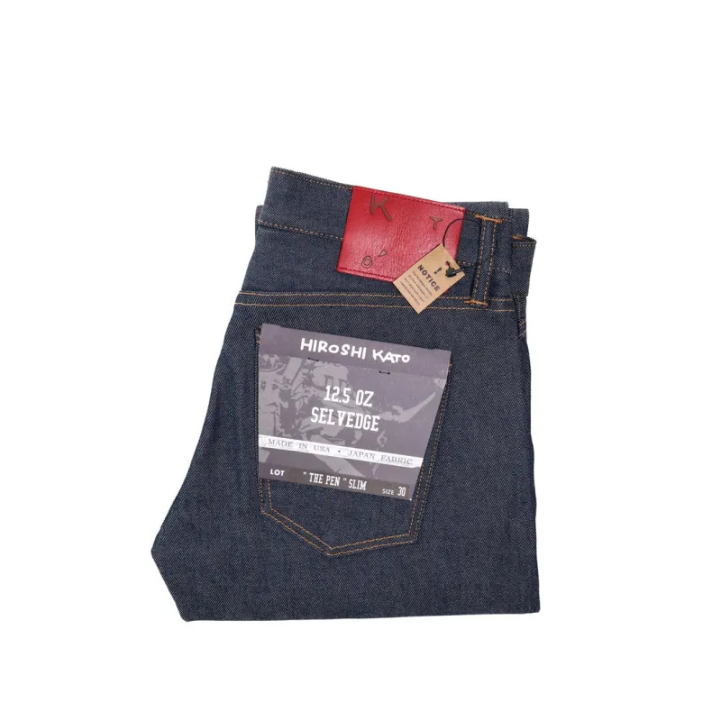 The Pen Slim 12.5oz Natural Slub Indigo Raw sold by Brooklyn Clothing Co.