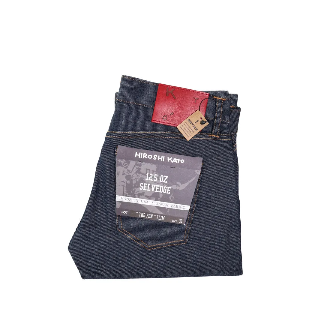 The Pen Slim 12.5oz Natural Slub Indigo Raw sold by Brooklyn Clothing Co.