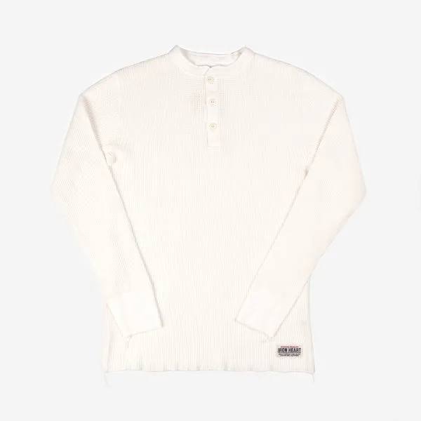 IHTL-1213-WHT Waffle Knit Long Sleeve Thermal Henley White sold by Brooklyn Clothing Co.