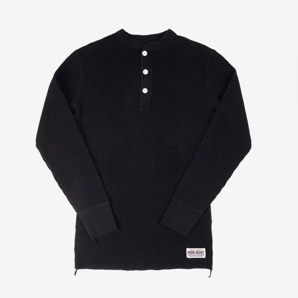 IHTL-1213-BLK Waffle Knit Long Sleeve Thermal Henley Black sold by Brooklyn Clothing Co.
