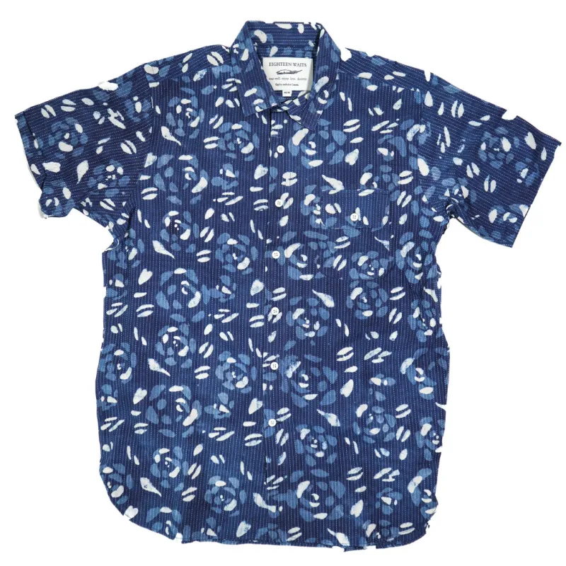 Neuwirth Short Sleeve Indigo Blossom Stitch sold by Brooklyn Clothing Co.