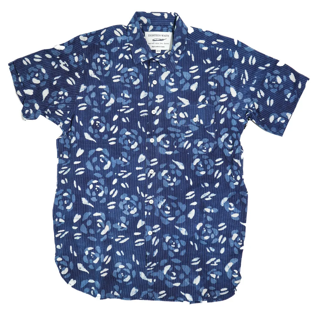 Neuwirth Short Sleeve Indigo Blossom Stitch sold by Brooklyn Clothing Co.