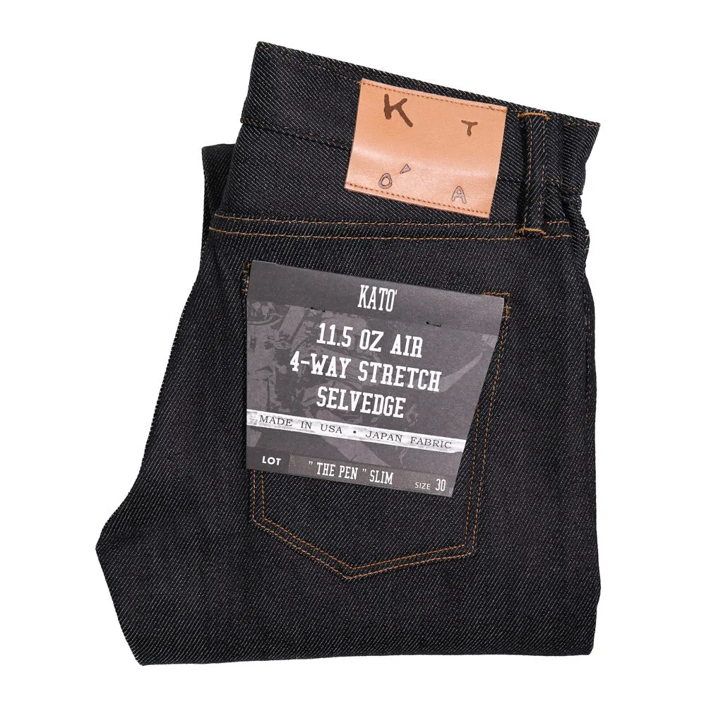 The Pen 11.5oz Indigo Raw Air Selvedge Denim sold by Brooklyn Clothing Co.