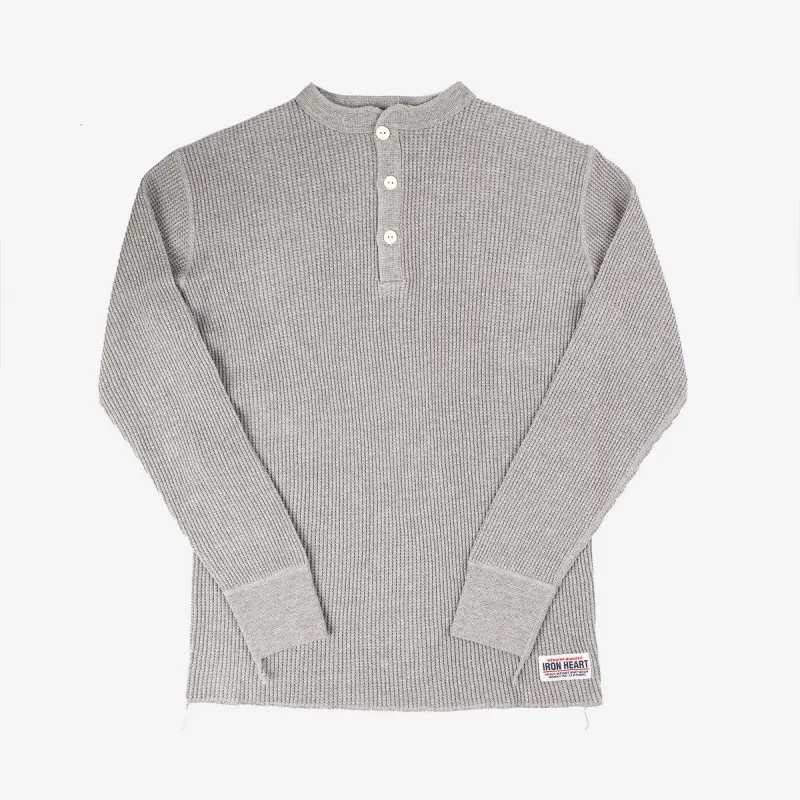 IHTL-1213-GRY Waffle Knit Long Sleeve Thermal Henley Grey sold by Brooklyn Clothing Co.