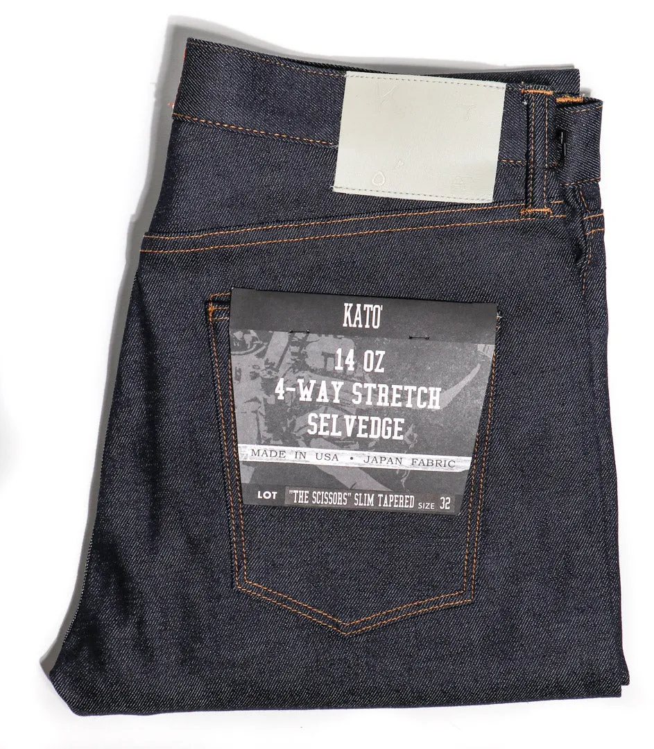 The Scissors 14oz Raw Indigo Selvedge Denim sold by Brooklyn Clothing Co.