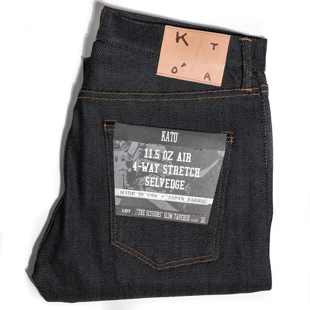 The Scissors Air 11.5oz Indigo Raw Selvedge Denim sold by Brooklyn Clothing Co.