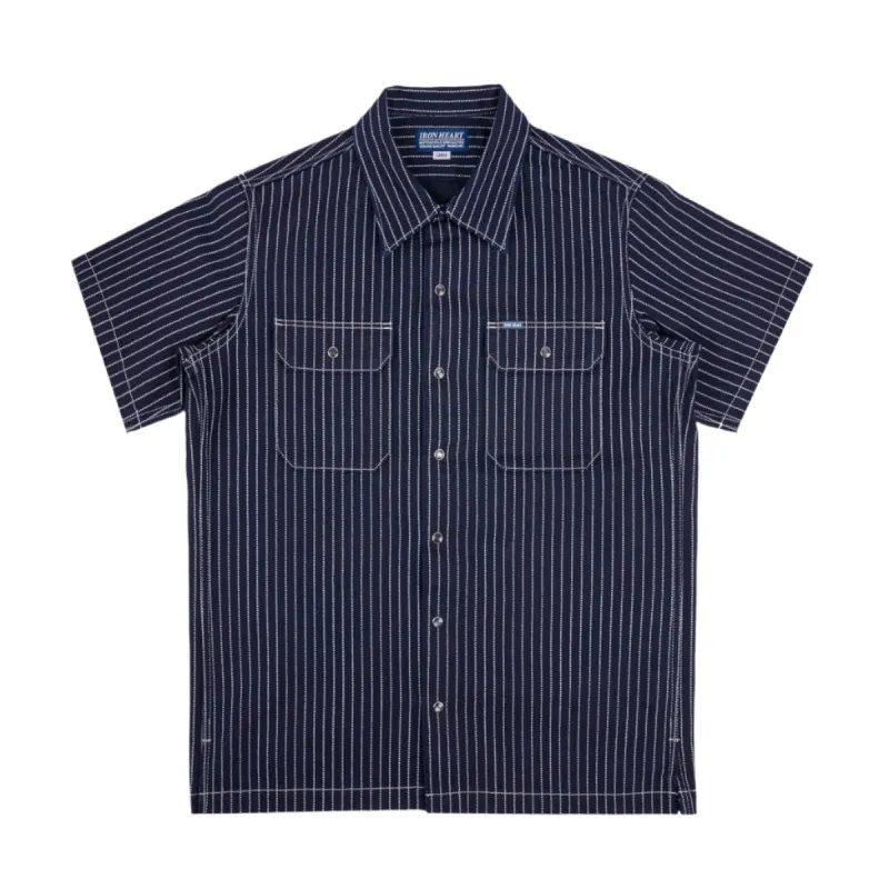 IHSH-416-IND 10oz Wabash Short Sleeved Mechanic Shirt Indigo sold by Brooklyn Clothing Co.
