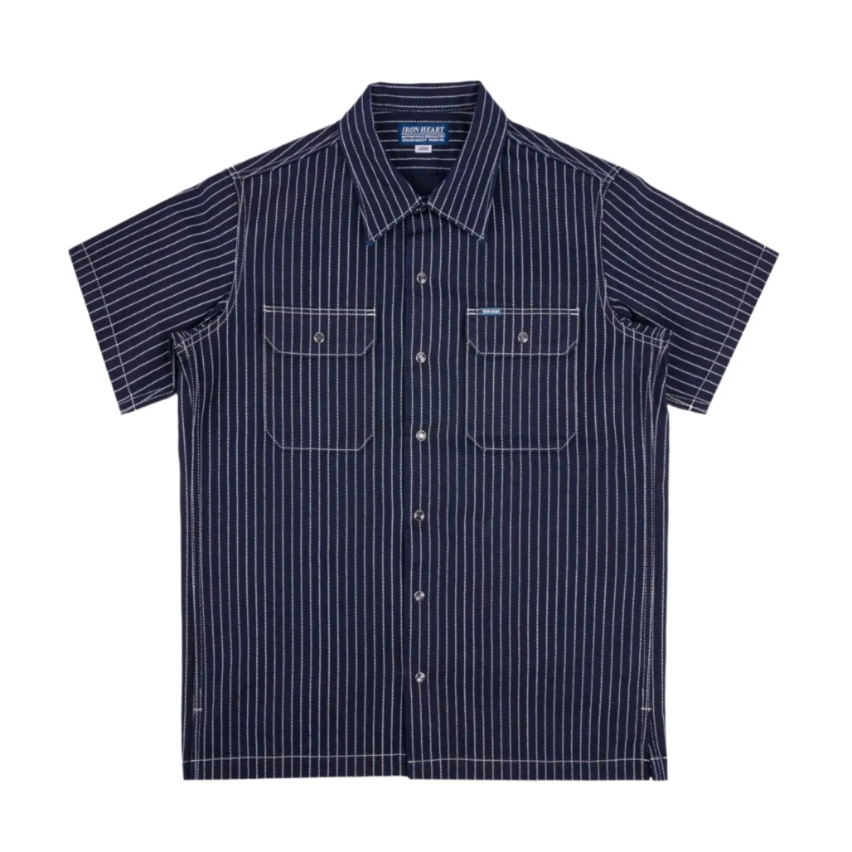 IHSH-416-IND 10oz Wabash Short Sleeved Mechanic Shirt Indigo sold by Brooklyn Clothing Co.