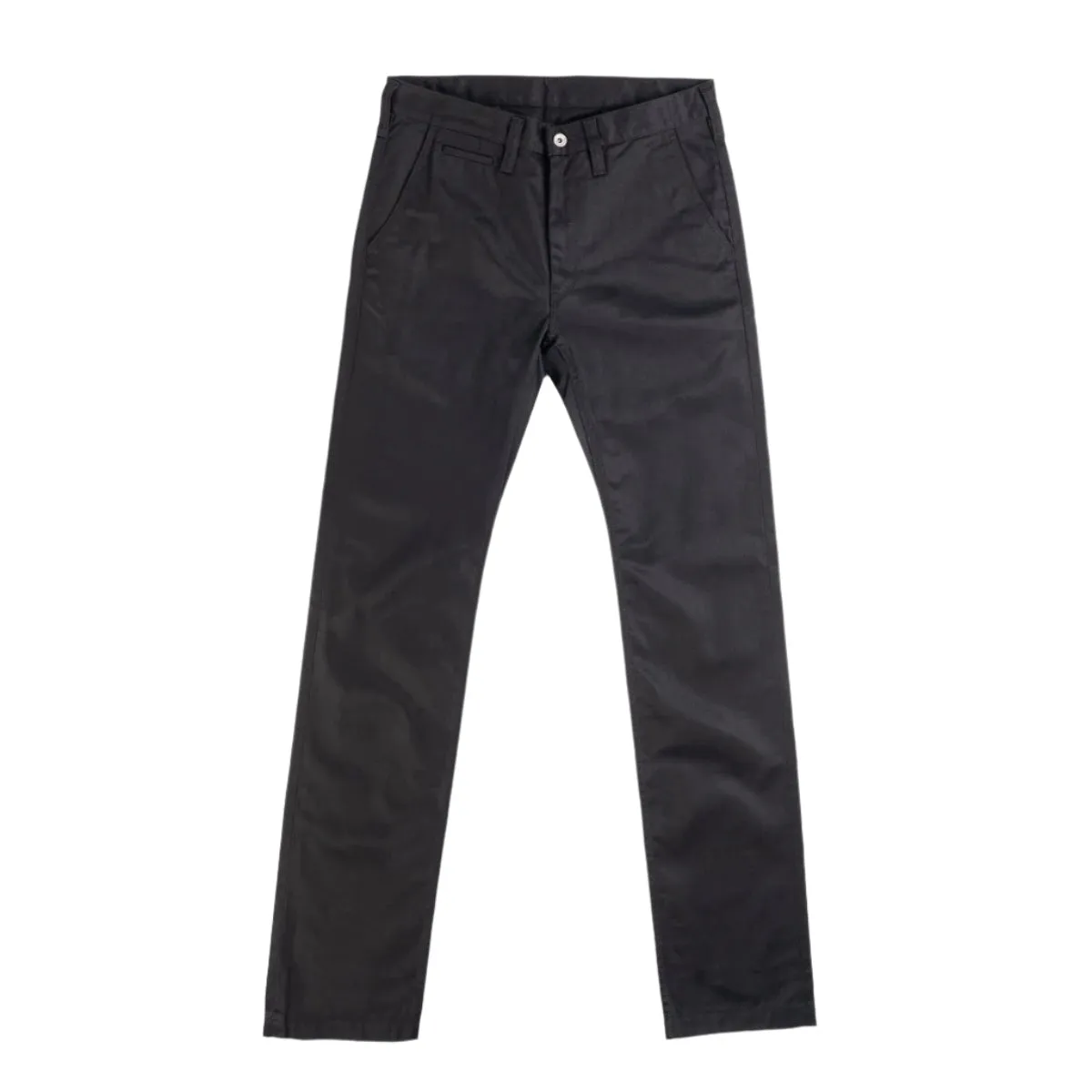 IH-721-BLK 9oz Mercerised Selvedge Cotton Slim Tapered Chinos Black sold by Brooklyn Clothing Co.