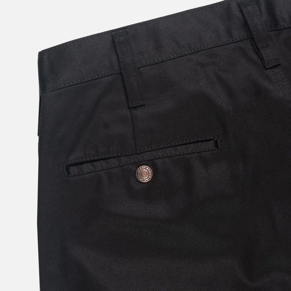 IH-721-BLK 9oz Mercerised Selvedge Cotton Slim Tapered Chinos Black sold by Brooklyn Clothing Co. product image thumbnail 3