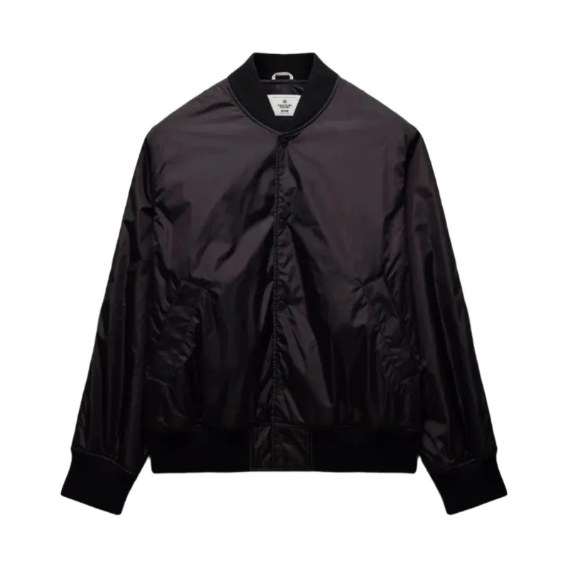 Econyl Satin Nylon Stadium Jacket Black sold by Brooklyn Clothing Co.