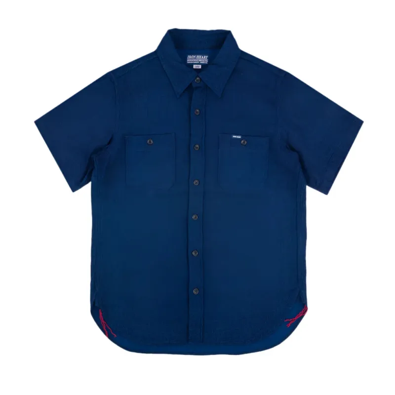 IHSH-417-IND 5oz Double Gauze Short Sleeved Work Shirt Indigo sold by Brooklyn Clothing Co.
