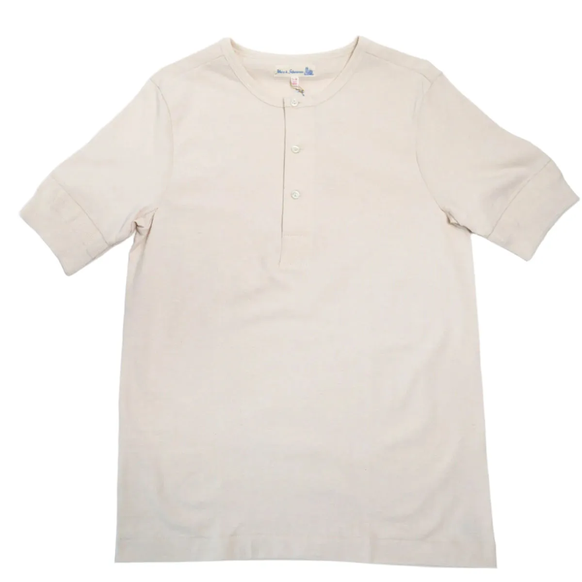 The Originals 207 Loopwheeled Short Sleeve Henley Classic Fit Nature sold by Brooklyn Clothing Co.
