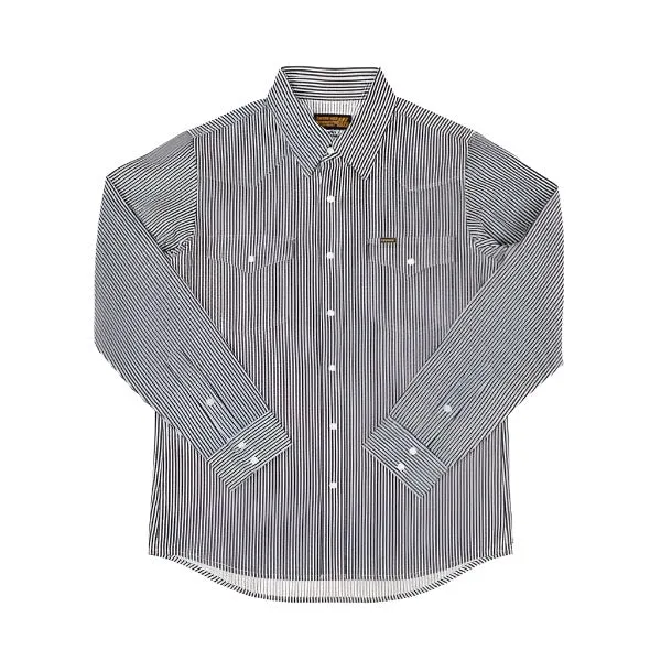 IHSH-07-IND 12oz Hickory Stripe Western Shirt Indigo sold by Brooklyn Clothing Co.