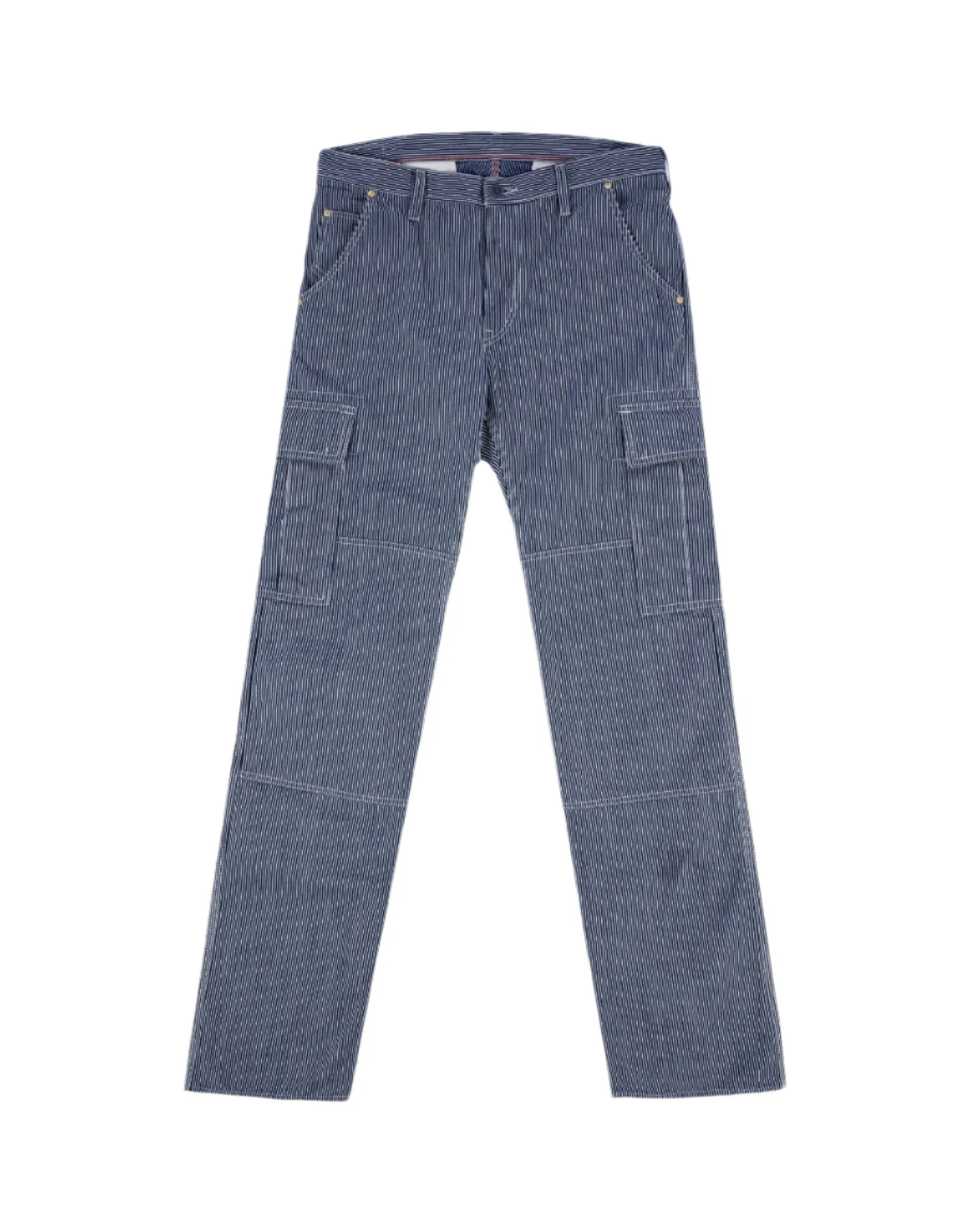 IH-739-IND 10.5oz Narrow Stripe Hickory Cargo Pants Indigo sold by Brooklyn Clothing Co.