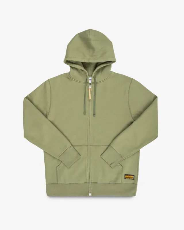 IHSW-10-OLV 14oz Ultra Heavy Loopwheel Cotton Zip Hoodie Olive sold by Brooklyn Clothing Co.