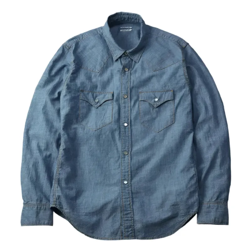 FN-SCW-003L 5oz Western Chambray Shirt Blue sold by Brooklyn Clothing Co.