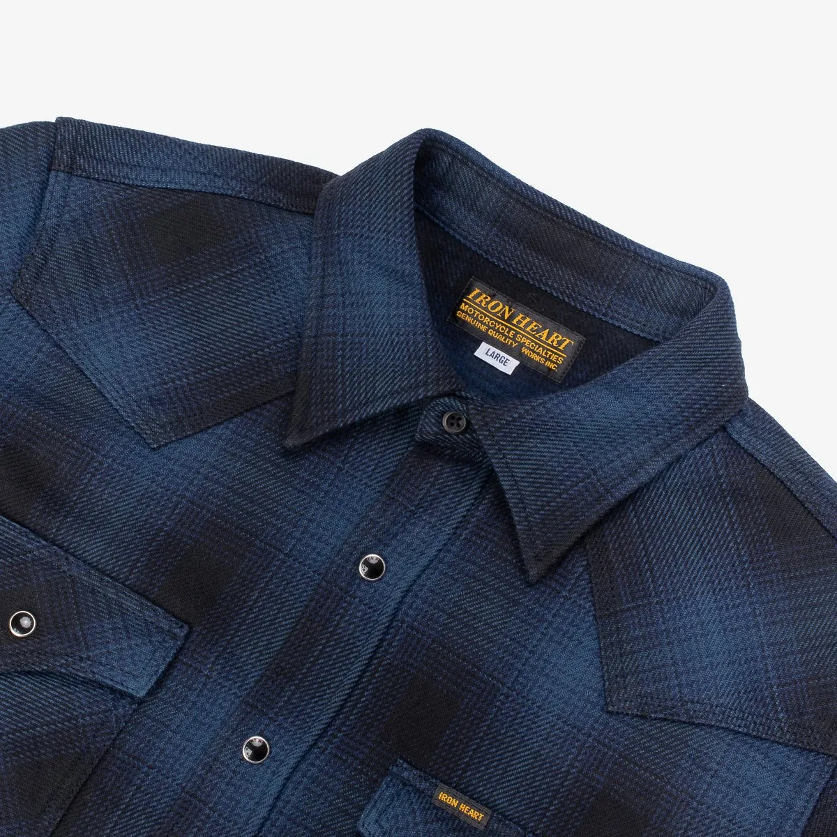 IHSH-264-NAV Ultra Heavy Flannel Ombre Check Western Shirt sold by Brooklyn Clothing Co. product image thumbnail 2