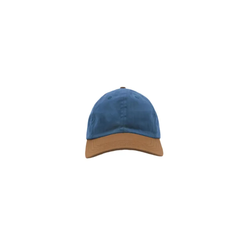 Unstructured Baseball Hat Mock Blue/Nicotine Dry Waxed Canvas sold by Brooklyn Clothing Co.