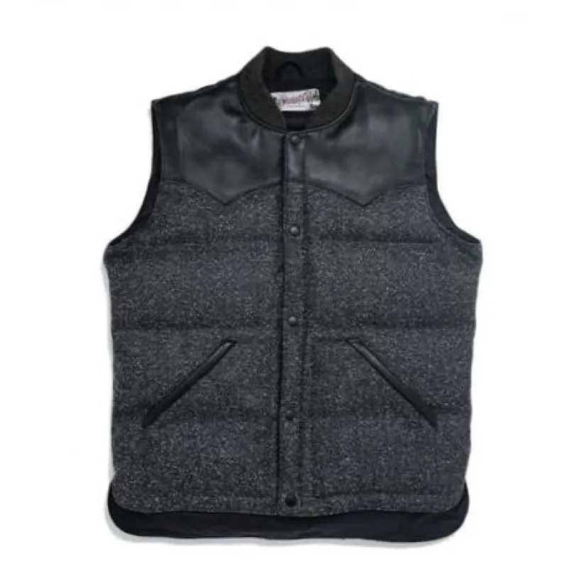 Black Marl Wool Down Vest Black sold by Brooklyn Clothing Co.