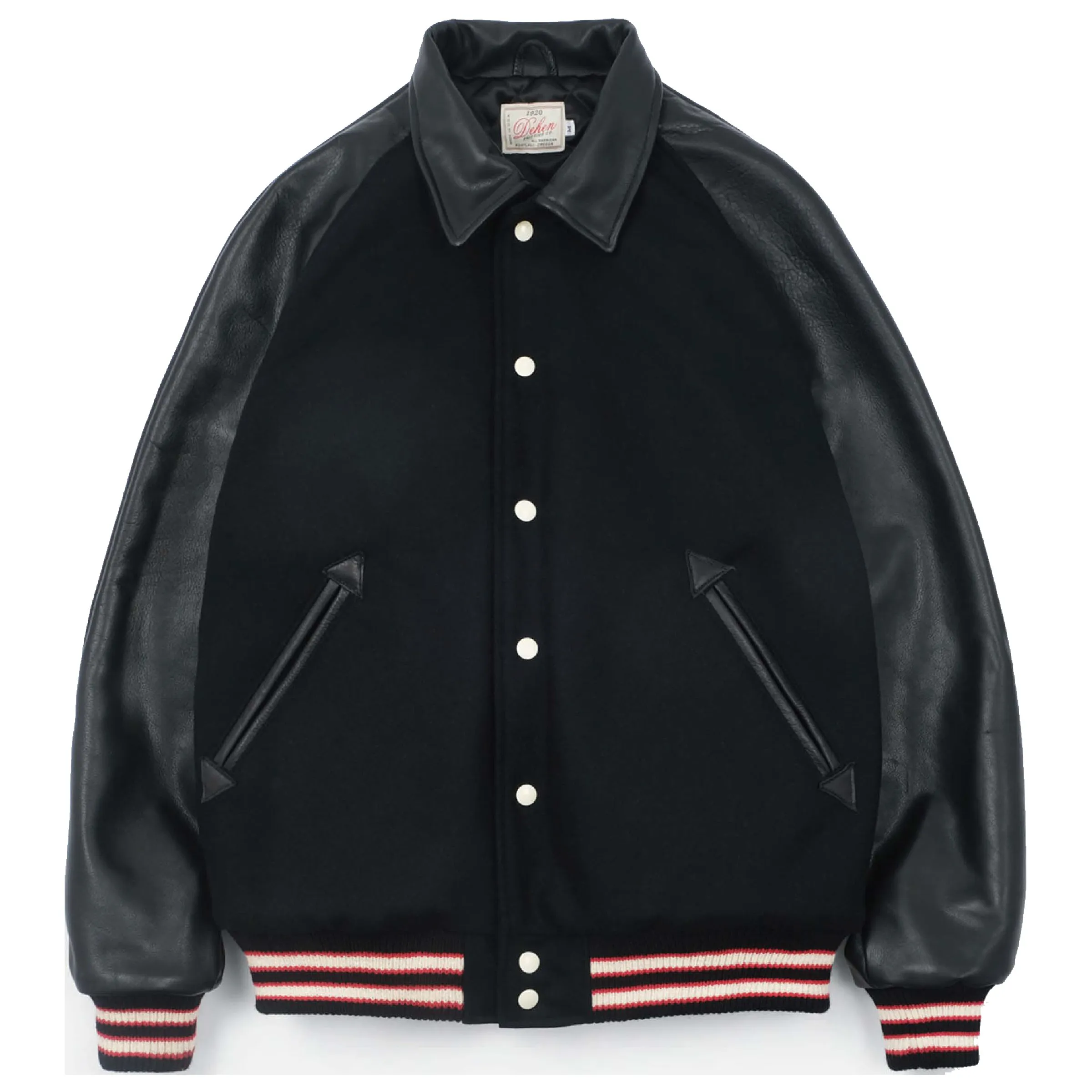 Raglan Varsity Jacket Black/Black sold by Brooklyn Clothing Co.