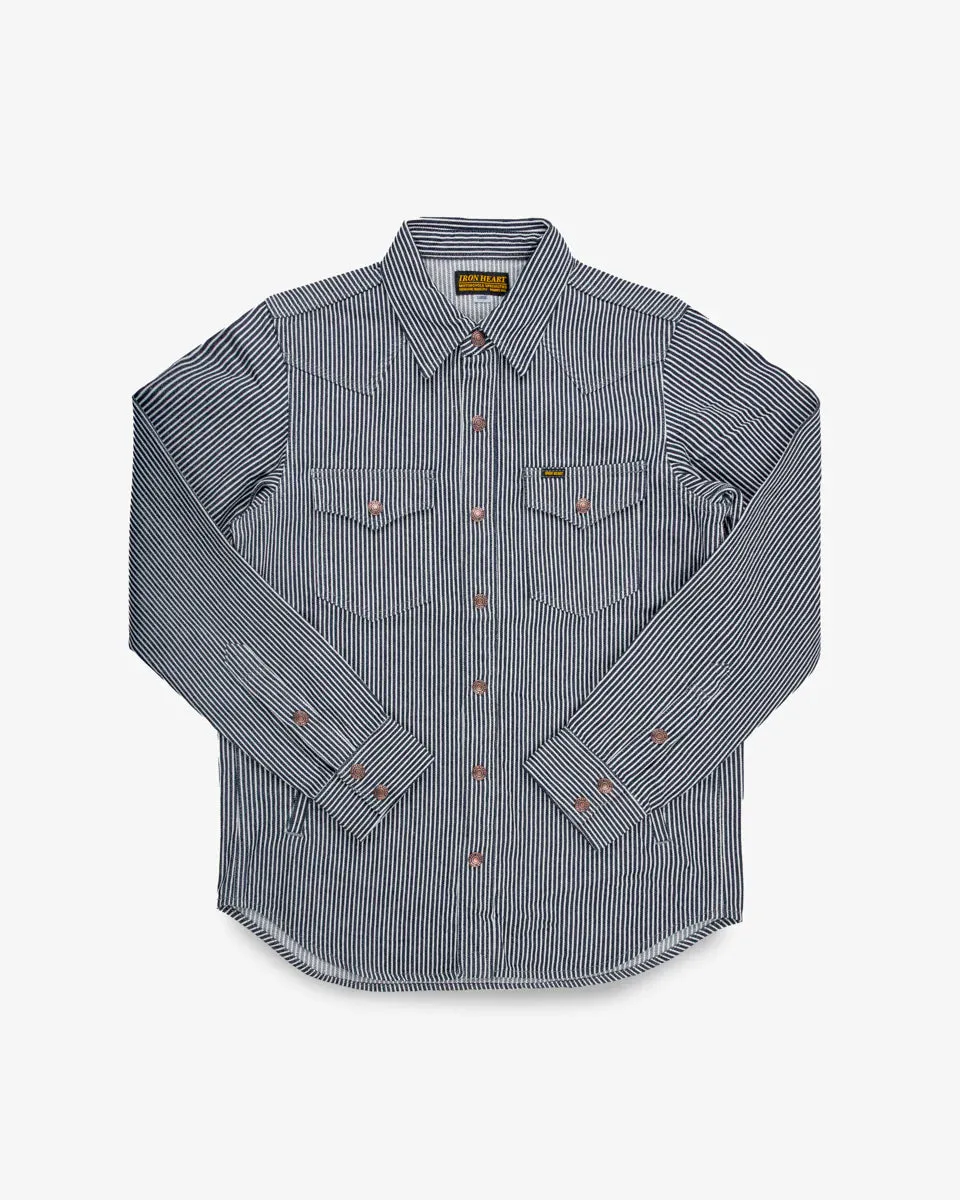 IHSH-421-IND 12oz Hickory Stripe CPO Shirt Indigo sold by Brooklyn Clothing Co.